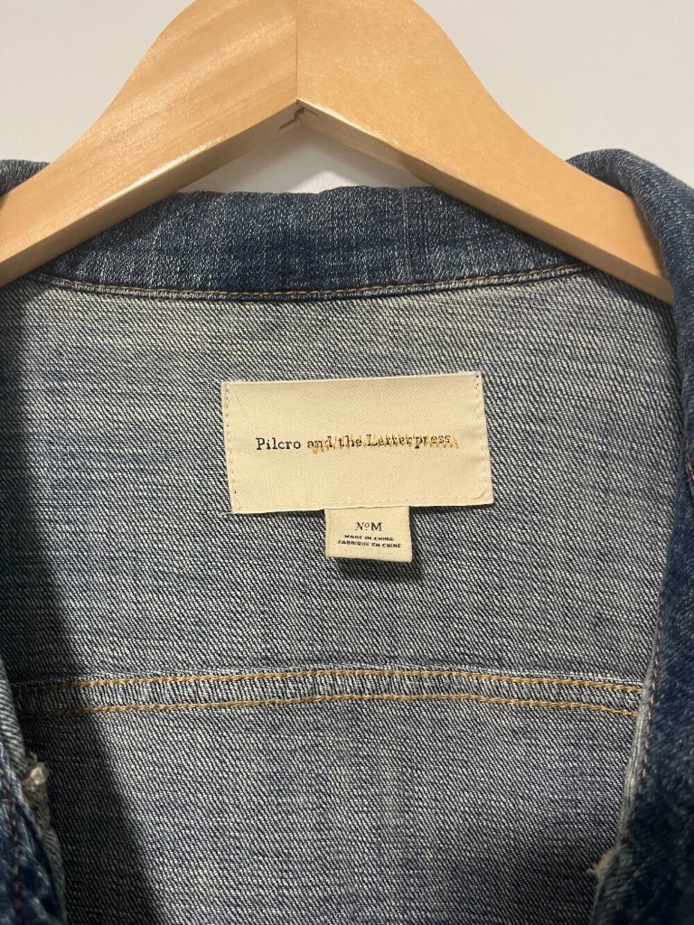 Pilcro and the Letterpress Denim Jacket Leather Trim Size M - Picture 3 of 5
